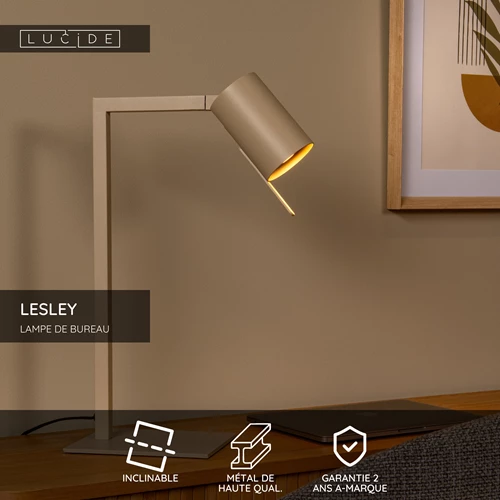 Lucide LESLEY - Lampe de bureau - 1xGU10 - Taupe - USP